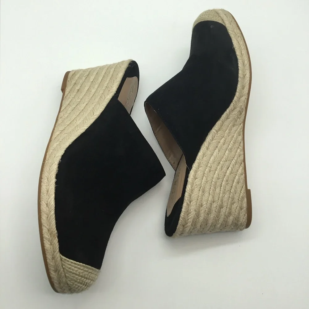 Ralph Lauren‎ Pennie Black Suede Espadrille Wedge Mule